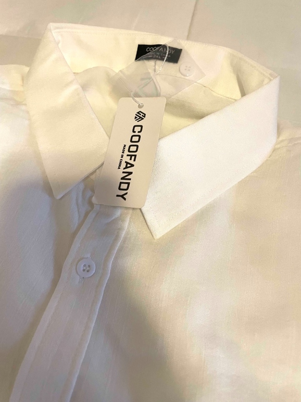 Coofandy 3XL White Casual Button Up Short Sleeve Shirt Welt Pocket - Picture 6 of 9